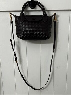 Eggplant/Plum Woven Crossbody Satchel with Top Handle